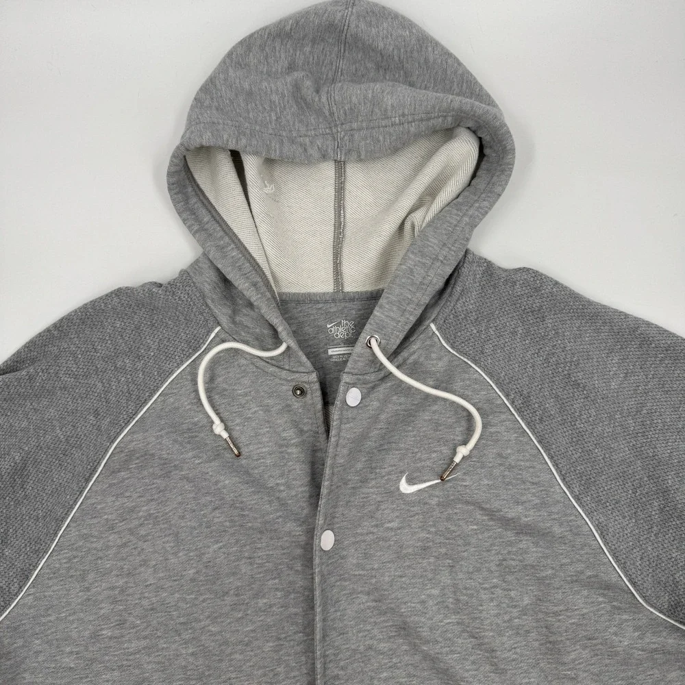 Nike‎ Athletic Dept Hooded Varsity Jacket Mens Large Grey Snap 521482-063